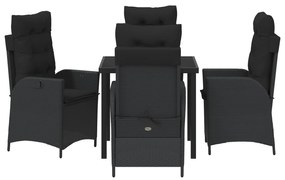 Conjunto de 5 Peças de Jantar de Jardim com Almofadas - Vime Poliéster