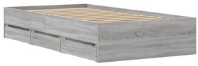Estrutura de cama c/ gavetas derivados madeira cinza sonoma