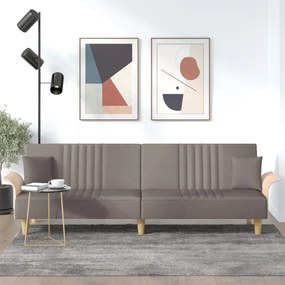 vidaXL Sofá-cama com apoio de braços tecido cinzento-acastanhado