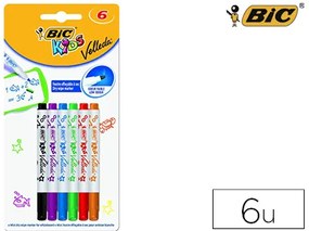 Marcador Bic Kids Velleda para Quadro Blister de 6 Cores Sortidas