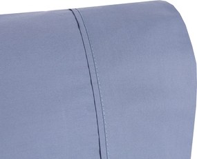 Marbella 160x200 cm - Jogo de lençóis 100% algodão percal 200 fios: Azul 1 lençol capa ajustavel 160x200+30 cm + 1 lençol superior 240x290 cm + 2 fronhas 50x70 cm fecha com pala interna