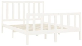 Estrutura de cama 140x190 cm madeira de pinho maciça branco