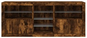 Aparador com luzes LED 162x37x67 cm carvalho fumado