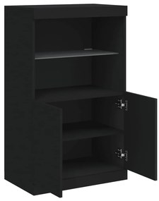 Aparador com luzes LED 60,5x37x100 cm preto