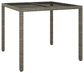 3 pcs conjunto de jantar p/ jardim c/ almofadões vime PE cinza