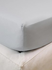 Lençol com elástico em cetim de algodão Pearl Grey
