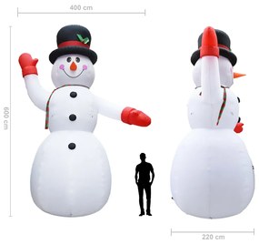 Boneco de Neve Insuflável de Natal com LED IP44 - 600 cm XXL