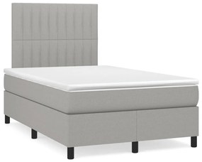 Cama boxspring com colchão 120x190 cm tecido cinzento-claro