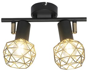 Barra de focos design preto/ouro 2-luzes - MESH Moderno,Design