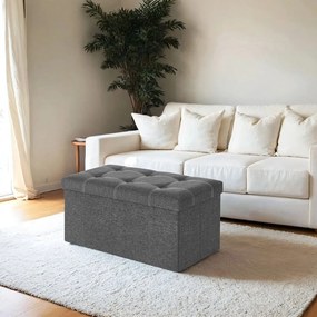 Banco com espaço de arrumação 76 x 38 x 38 cm cinza escuro