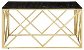 Mesa de centro aço inoxidável e vidro temperado dourado