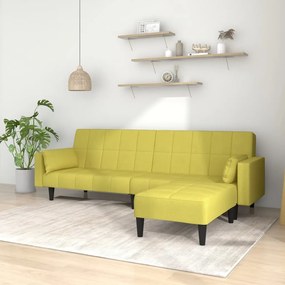 vidaXL Sofá-cama 2 lug. c/ 2 almofadas/apoio de pés tecido verde