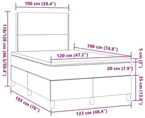 Cama boxspring com colchão 120x190 cm tecido azul