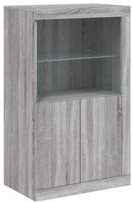 Aparador com luzes LED 181,5x37x100 cm cinzento sonoma