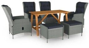 vidaXL 7 pcs conjunto de jantar para jardim cinzento-claro