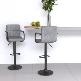 Cadeiras de bar 2 pcs veludo cinzento-claro