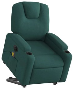 Poltrona elétrica elevatória massagens tecido verde-escuro