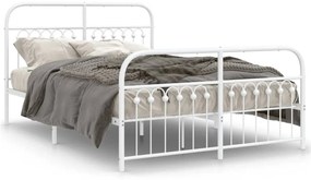 Estrutura de cama com cabeceira e pés 140x200 cm metal branco