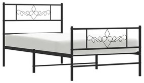 Estrutura de cama com cabeceira e pés 75x190 cm metal preto