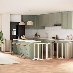 vidaXL Portão para cães com porta dobrável 8 painéis 640 cm álamo