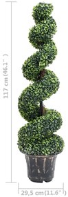 Planta artificial buxo em espiral com vaso 117 cm verde