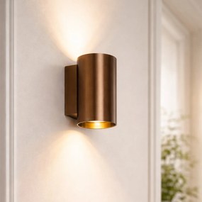 Candeeiro de parede moderno bronze escuro redondo 2 luzes - Sandy