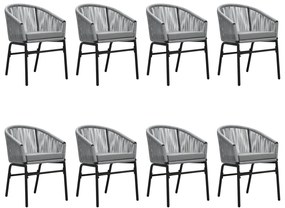 9 pcs conjunto de jantar para jardim cinzento