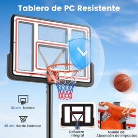 Cesto de basquetebol portátil ajustável 225-305 CM para exterior com tabela para crianças e adultos