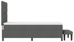Cama Box Spring com Colchão &amp; Banco Cinza Escuro 90x200 cm Tecido