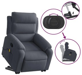 Poltrona elevatória de massagens veludo cinza-escuro