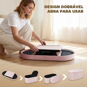 Puff de Arrumação Banco de Arrumação Dobrável 72 L 76x38x35 cm Estofado em Veludo Baú de Armazenamento Rosa