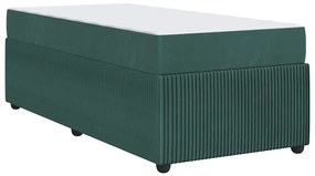 Estrutura de cama com colchão Verde-escuro 90 x 190 cm Veludo