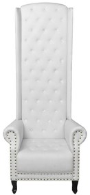 Poltrona de costas altas couro artificial branco