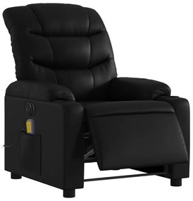 Poltrona massagens reclinável elétrica couro artificial preto