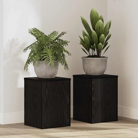 vidaXL Suportes para Plantas 2 pcs de Carvalho Preto 25x25x35 cm Madeira