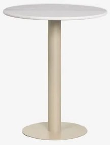 Mesa De Bar Redonda Em Pedra Natural Xiren Ø70 Cm & Beige Tapioca & Mármore Branco Guangxi - Sklum