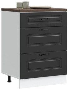 Armário de cozinha baixo Kalmar madeira artificial preto