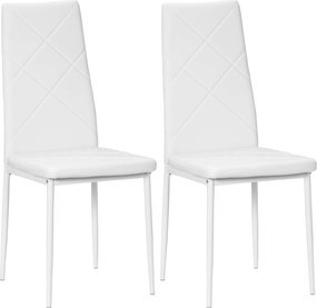 HOMCOM Conjunto de 2 cadeiras de sala de jantar com encosto alto, revestimento sintético e pés em aço, branco | Aosom Portugal