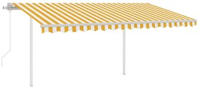 Toldo automático c/ LED e sensor de vento 4x3 m amarelo/branco