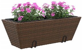 Canteiros com ganchos 2 pcs vime PE castanho