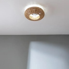 Ventoinha de teto EnergySilen LampAero 650 Natural Wicker de design com motor DC, com uma potência de 20 W e lâmpada integrada, com 5 pás de 11 polega