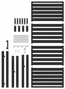 Portão de jardim com fechadura Preto 100x200 cm Alumínio