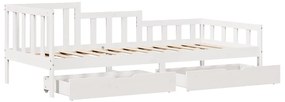 Sofá-cama c/ gavetas 90x190 cm madeira de pinho maciça branco