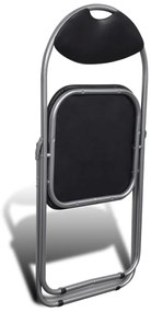 Cadeiras de jantar dobráveis 6 pcs couro artificial e aço preto