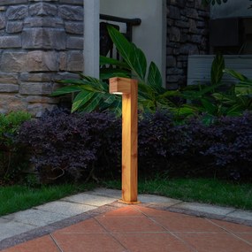 Candeeiro de exterior em alumínio com impressão de madeira, estaca de terra e prensa-cabo 65cm IP44 - Baleno