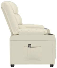 Poltrona reclinável elétrica couro artificial cor creme