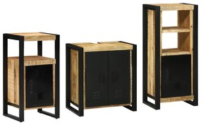 vidaXL Conjunto de Móveis para Banheiro 3 pcs Madeira de manga maciça
