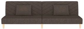 Sofá-cama 2 lugares com duas almofadas tecido castanho