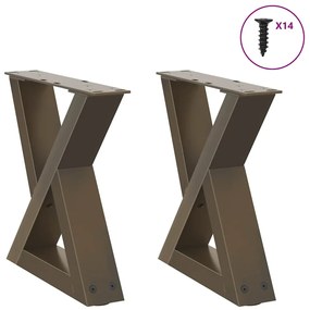 vidaXL Pés para mesa de centro 2 peças aço natural 30x(30-31,3) cm aço