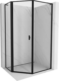 Mexen Mist L cabine de duche pentagonal assimétrica de abrir à esquerda 80 x 100 cm, moldura preta, preto